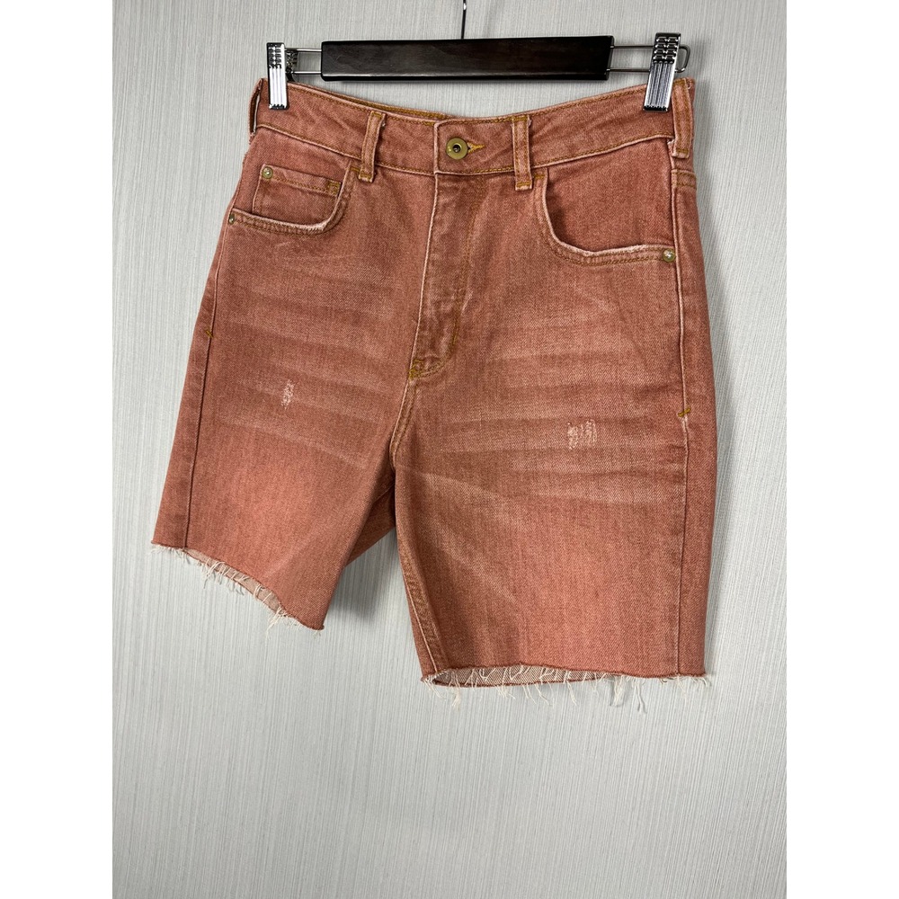 Pilcro Denim Shorts Womens 27 Salmon Pink High Rise Cut Off Distressed Vintage